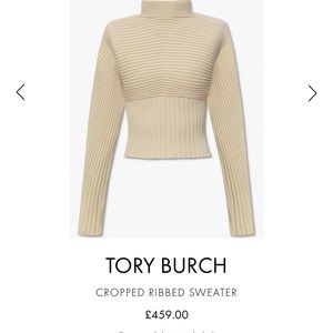 Cream Women’s Medium Tory Burch Ribbed crop top sweater
